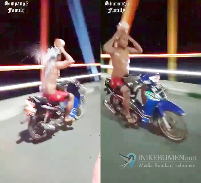Polisi Selidiki Video Remaja Naik Motor Sambil Mandi di Kebumen