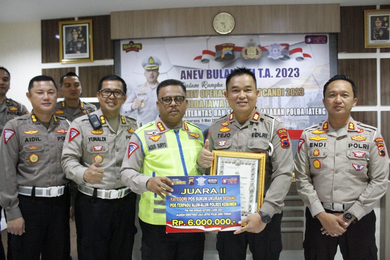 Operasi Ketupat Candi 2023, Polres Kebumen Peroleh Juara Dua dari Polda Jateng